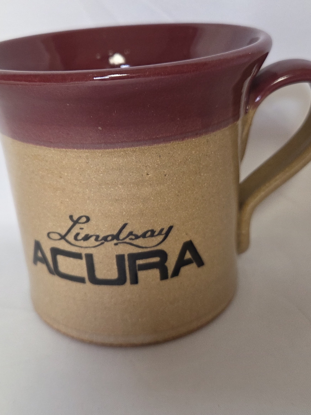 Lindsay Acura Two-Tone Ceramic Coffee Mug - Burgundy and Tan
